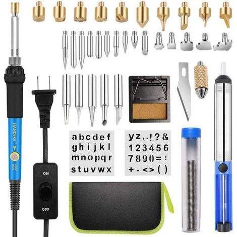Brennkolben-set – 60w Einstellbarer Brennkolben (220–480 °c) – Für Holz-, Leder- Und Papierarbeiten – 54 Teile
