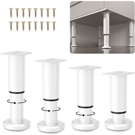 Höhenverstellbare Möbelfüße – Edelstahl – Höhenverstellbar Von 8 Bis 12 Cm – Für Tische, Sofas, Kleiderschränke Und Betten – 4 Stück