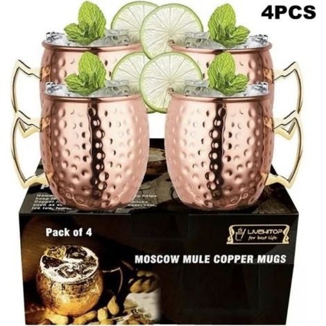 Moscow Mule Glas – Kupfernes Cocktailglas – 500 Ml – Für Kaltgetränke – 4er-set