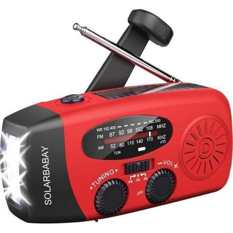 Solarradio – Notkurbel – Am/fm-empfang – Led-licht – 1200-mah-akku