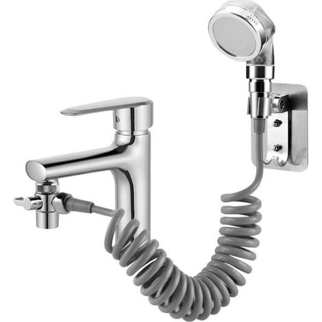 Duschkopf Für Waschbecken – Teleskopschlauch – Bohrfreie Montage – Zwei-positionen-schalter – 11 X 7 Cm