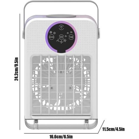 Dieses Tragbare Klimagerät Eignet Sich Ideal Für Den Heimgebrauch Und Ist Ein 3-in-1-mini-klimagerät Mit 3 Windgeschwindigkeiten Und 7 Led-leuchten. Es Ist Ein Tragbarer Luftkühler Mit Timer Für Zuhau
