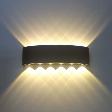 12w Led-wandleuchte Für Den Innenbereich, Schwarzes Aluminium, Modernes Warmes Licht Von Oben Nach Unten, Geeignet Für Wohn-/schlafzimmer.