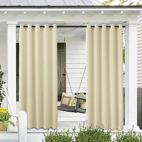 Wasserdichte Outdoor-vorhänge – Uv-beständig – Ösen Aus Edelstahl – 132 X 240 Cm – Cremeweiß