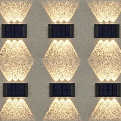 Ein Set Aus 6 Wasserdichten Solar-wandleuchten Für Den Außenbereich, Geeignet Für Zäune, Gärten Und Terrassen (warmweißes Licht, 6 Leuchten Pro Set).
