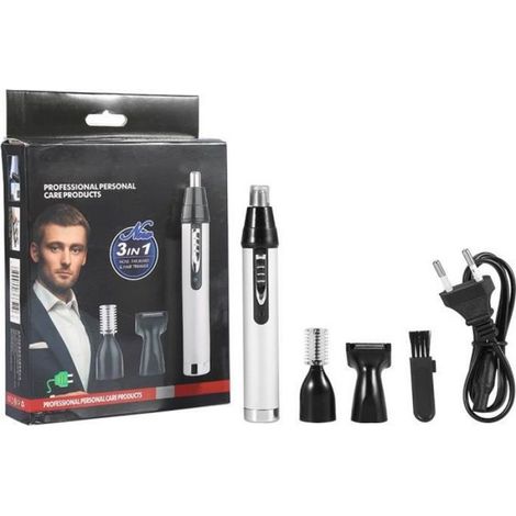 Nasenhaartrimmer – 3-in-1, Wiederaufladbar – Für Nase, Ohren, Schläfen Und Augenbrauen – Abs-kunststoff, Edelstahl – 13 X 2 Cm