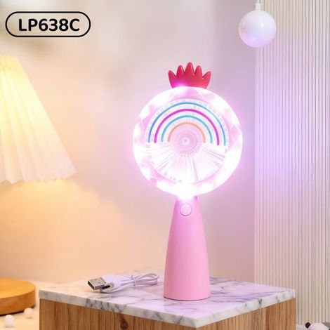 Mini-ventilator Für Kinder – Cartoon-design – Usb-anschluss – Mit Licht – Leiser Betrieb – Rosa