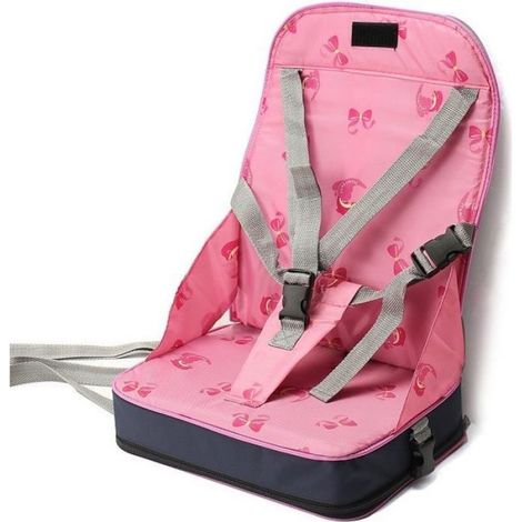 Tischsitzerhöhung – Faltbar Und Tragbar Mit 5-punkt-gurt – Für Babys Von 1 Bis 3 Jahren – Rosa