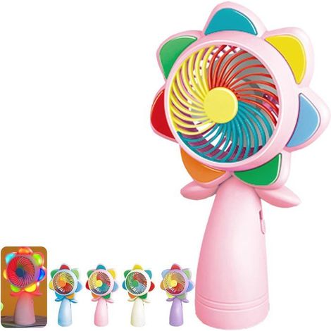 Tragbarer Ventilator Mit Led-licht, Mini-usb-wiederaufladbarer Blumenförmiger Taschenventilator, Kompakter, Leiser Taschenventilator [qw602]