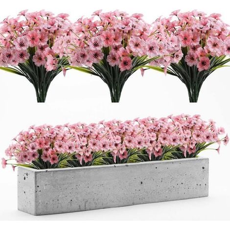 Künstlicher Blumenstrauß – Uv-beständiger Kunststoff – Außendekoration Für Garten, Veranda, Fenster – 5-teilig