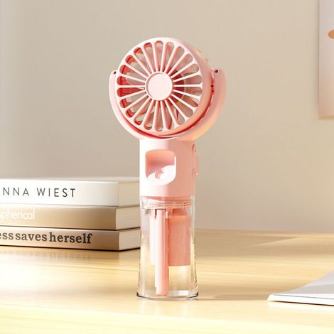 Mini-ventilator Mit Sprühnebel Für Schüler – Usb-betrieben – Tragbar – Feuchtigkeitsspendend – Ideal Für Schule Und Reisen – Sprühnebeltyp F4 (rosa)