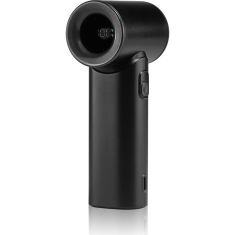 Mini-turboventilator, Ultrakompakt (12 Cm), 3000 Mah Akku, Usb-c-anschluss, 5 Geschwindigkeitsstufen + Led-anzeige, Schwarz