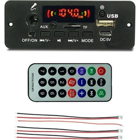 Audio-decoderkarte – Bluetooth 5.0 – 2 X 5 W – Mp3, Wma, Wav, Flac, Ape – Usb- Und Tf-eingang, Fm-audio – Mikrofonaufnahme – 1 Stück