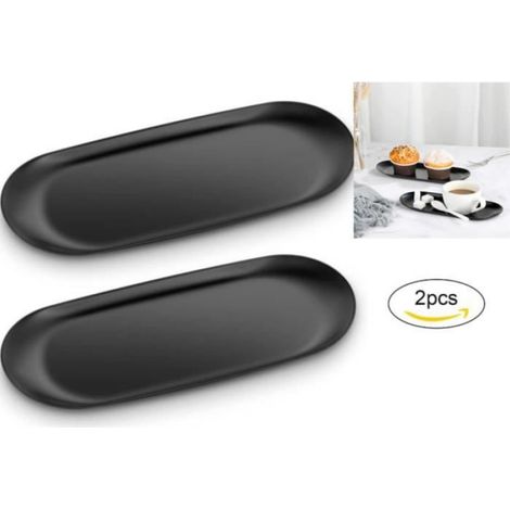 Servierplatte – Edelstahl – Oval – Schwarz – 23 X 9,5 X 1,1 Cm – 2er-set