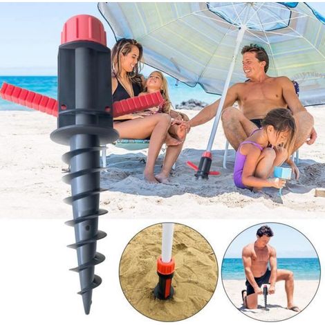Sonnenschirmanker – Befestigung Im Sand – Stangendurchmesser 22 Bis 38 Mm – Windbeständig Bis 64 Km/h – Aus Robustem Kunststoff – 1 Stück