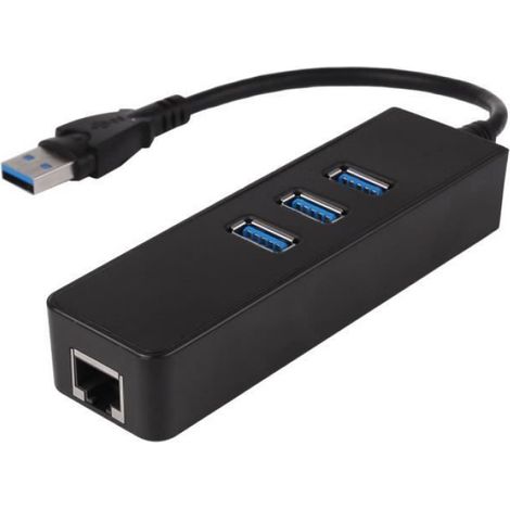 Usb 3.0 Hub – Gigabit-rj45-netzwerkadapter – Kompatibel Mit Windows, Mac Und Linux – 3 Usb-anschlüsse + 1 Ethernet-anschluss – 10/100/1000 Mbit/s – 1 Stück