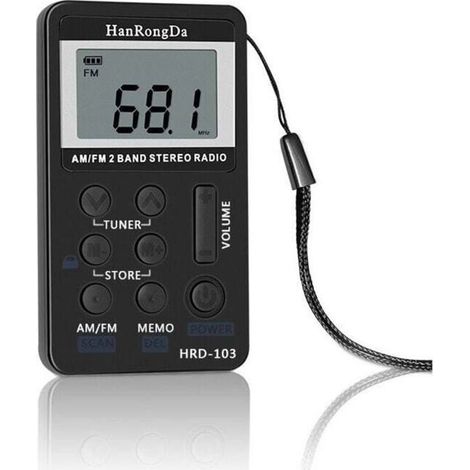 Tragbares Digitalradio – Usb-aufladbar – Abmessungen: 48 X 85 X 12 Mm – Gewicht: 45 G – Akkukapazität: 500 Mah