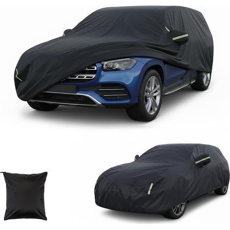 Universelle Autoabdeckung Für Kompakt-suvs, 190t Wasserdichte Outdoor-autoabdeckung, Schnee-, Staub- Und Windabweisend, Schwarz, Abmessungen: 4,85 X 1,9 X 1,85 M