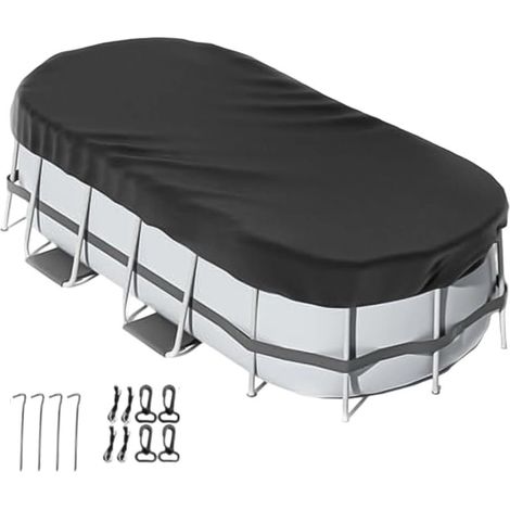 Ovale Poolabdeckung 305 X 488 Cm – Wetterfest – Verbesserte Wasserdichtigkeit – Inklusive Befestigungsmaterial