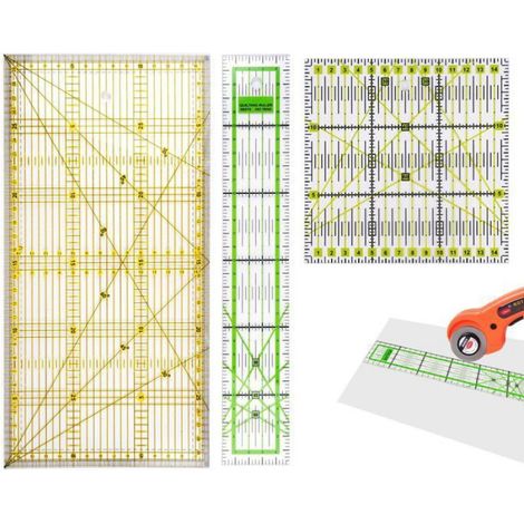 Patchwork-lineal – Transparent, 15 X 15 Cm, 15 X 30 Cm, 5 X 30 Cm – Cm-teilung, Winkel 30°, 45°, 60° – Zum Nähen, Patchworken Und Basteln – 3-teilig