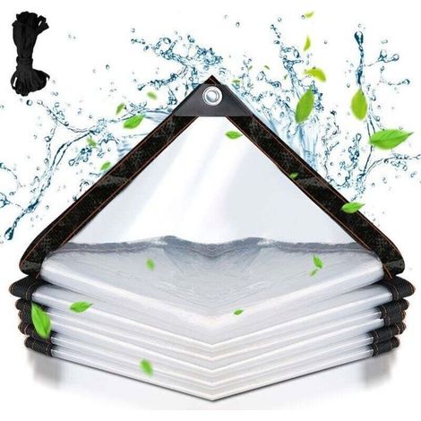 Verstärkte, Transparente Pvc-plane Mit Den Maßen 3 M X 3 M, Wasserdicht, Reißfest, Mit Oberlichtern Und Perforationen, Geeignet Für Den Außeneinsatz Und Zum Schutz.