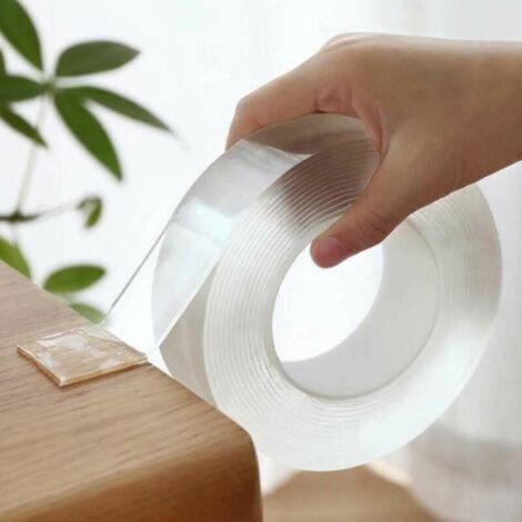 Extrem Starkes, Transparentes, Doppelseitiges Klebeband 3 M × 2 Cm – Rückstandsfrei, Wasserfest Und Wiederverwendbar