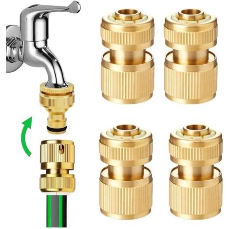 Passender Satz Mit 4 Messing-schnellkupplungen Für Gartenschläuche, 1/2", Für Küche, Garten Und Außenbereich