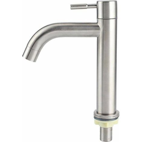 Gebürsteter Edelstahl-einloch-kaltwasserhahn G1/2, Hoher Korpus, Einhebelmischer, Einloch-waschtischarmatur (typ 1)