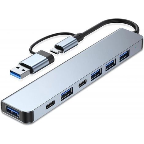 7-in-1 Usb-c-hub – 5 Usb 3.0-anschlüsse + 2 Usb 2.0-anschlüsse – Für Laptops, Desktop-pcs Und All-in-one-geräte – 1 Stück