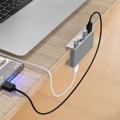 Usb 3.0 Hub – 4 Anschlüsse – Intelligentes Laden – Aluminium – 89 X 46 X 23 Mm – 1 Stück