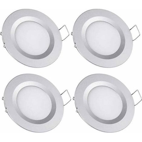 Led-einbaustrahler, Warmweiß – 4er-pack – 12 V – 3 W – 3200 K – Einbaudurchmesser: 58–65 Mm – Silber – Dimmbar