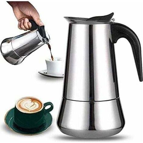 Espressomaschine Aus Edelstahl – Fassungsvermögen: 12 Tassen – Geeignet Für Alle Herdarten – Material: Edelstahl – Abmessungen: 25 X 12,5 Cm