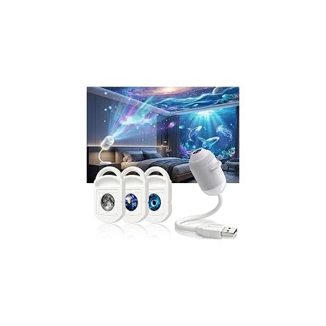 3-in-1 Galaxie-projektor-nachtlicht, Usb-sternenhimmelprojektor, 360° Verstellbare Sternenprojektorlampe Mit 3 Projektionsfolien, Rotierende Led-stimmungsleuchte Für Schlafzimmer, Flur, Deckendekorati
