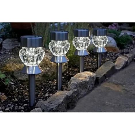 Solarleuchte – Kristallglas – Zweifunktion: Weiß/farbwechsel – Für Garten, Terrasse Oder Balkon – 4er-pack