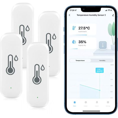 Set Mit 4 Wlan-thermometern Und -hygrometern Für Den Innenbereich – Drahtloser Temperatursensor, Datenlogger, Fernüberwachung