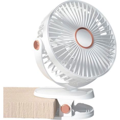 Leiser Clip-ventilator – Wiederaufladbar – 5 Geschwindigkeitsstufen – 720°-drehung – Umgebungslicht (weiß) – Kompakt Und Tragbar