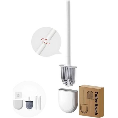 Silikon-toilettenbürste – Schnelltrocknend – Geruchlos – Silikonborsten – Flexibler Bürstenkopf – Rostfrei