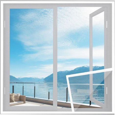 Fenster-moskitonetz, Kein Bohren Erforderlich, 60 X 80 Cm, Weiß, Insektenschutz-fenstervorhang, Kein Bohren Erforderlich, Für Fenster, Türen, Terrassen, Balkone