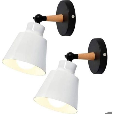 Retro-wandleuchten – 2er-set – Retro-industrie-stil – Verstellbarer Metall-lampenfuß – E27-fassung – Weiß