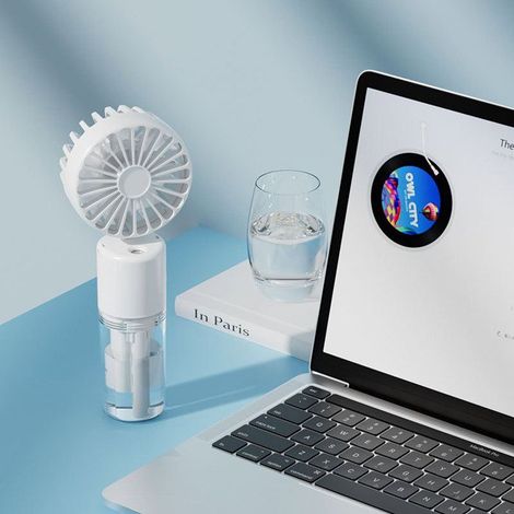 Mini-tragbarer Sprühventilator - Usb-anschluss - Ultrakompakt - Befeuchtend - Leise - F2 Sprühventilator (weiß)