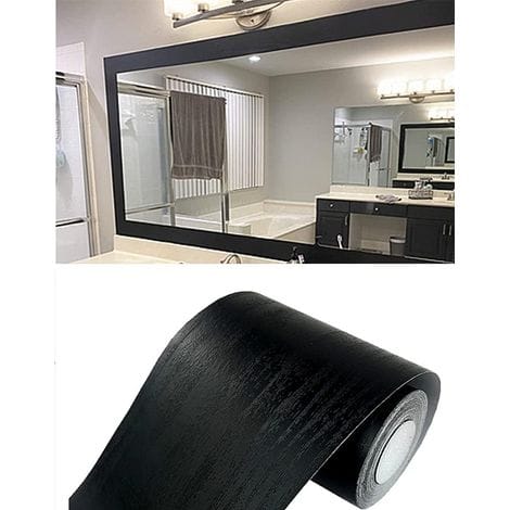 Selbstklebende Tapete In Holzoptik, Schwarz, 15 Cm X 5 M, Wasserfest, Abnehmbare Dekorative Wandbordüre Für Badezimmer.