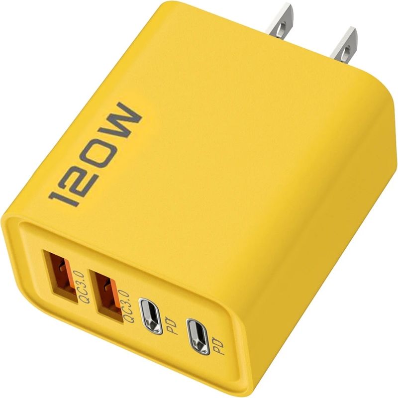 120-w-schnelllade-handyladegerät, 4 Anschlüsse, Qc3.0-kompatibel, Usb Typ-c Und 2 Pd-anschlüsse.