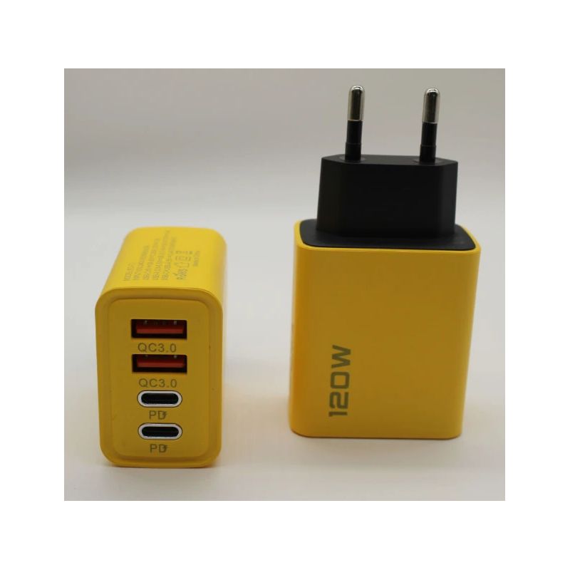 120-w-schnellladegerät, Zwei Usb-anschlüsse + Zwei Usb-c-anschlüsse, Pd-schnellladung, Europäischer Standard
