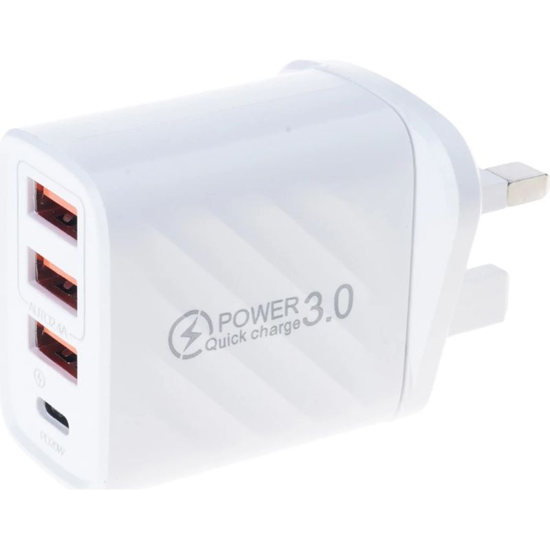 Schnellladegerät Mit 4 Anschlüssen (usb 3.0) Und Usb-c-anschluss Für Smartphones Und Tablets. Ideal Für Reisen Und Zu Hause.