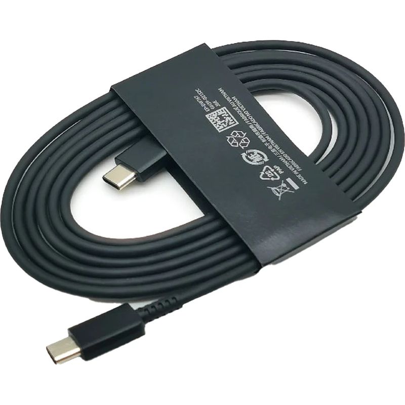 Samsung 25w Ultra-schnellladegerät Mit 1,8 M Usb-c-kabel Für Galaxy S20, S21, S22, S23, S24, Ultra, Z, Flip, Fold, 6, 5, 4, 3 Und 2 (schwarz) – Nur Kabel