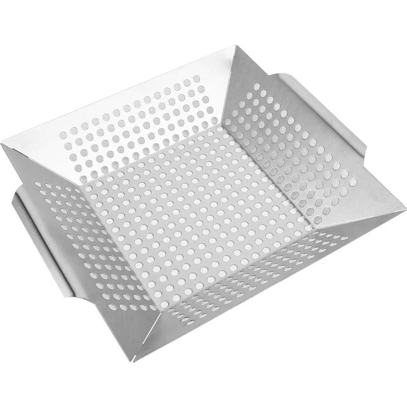Quadratischer Edelstahlgrill Mit Perforiertem Korb, Kochwerkzeug