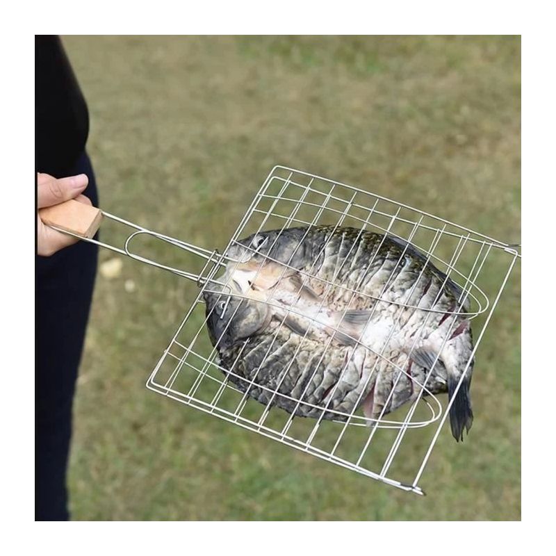 Mootea Edelstahl-grillrost Mit Antihaftgriff, Für Fisch Und Fleisch, Ofen- Und Grillfest.