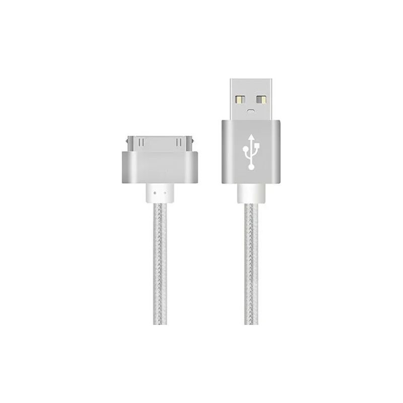 Schnellladekabel (usb) Kompatibel Mit Apple Iphone 4/4s/3gs/3g, Ipad 1/2/3 Und Ipod Nano Touch. Original 30-pin-netzteil. Silbernes Datenkabel.