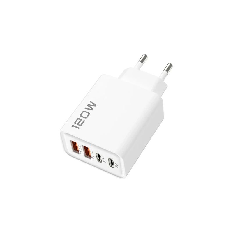 120w Usb-c Wandladegerät Mit 4 Anschlüssen, Qc3.0 Pd Schnellladung, Kompatibel Mit Iphone 15 Und Samsung (eu, Weiß).