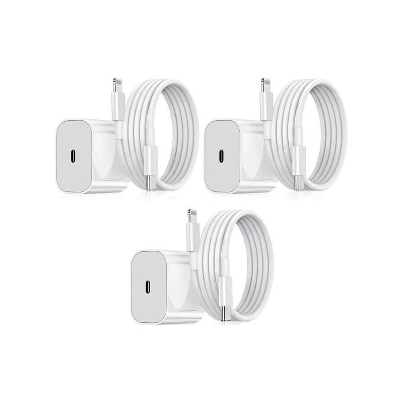 20-w-schnellladegerät Für Iphone Mit Usb-c-kabel (3er-pack) – Kompatibel Mit Iphone-geräten – Weiß – 3er-pack (lightning)